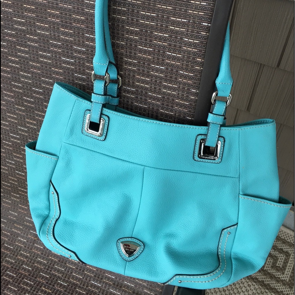 NWOT - Tignanello Hobo Aqua Pebble Leather Shopper - Picture 6 of 8